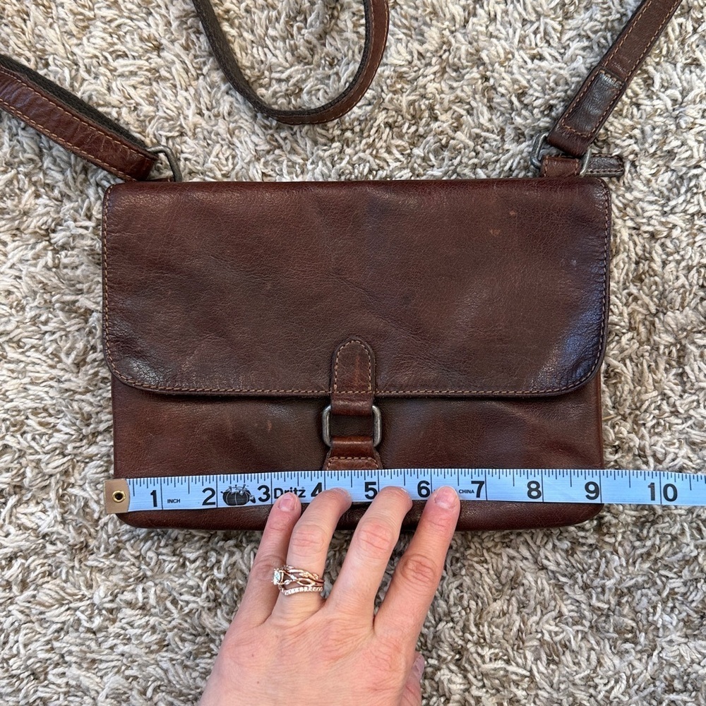 Jack Georges Leather Brown Crossbody Purse with RFID Protection - Picture 2 of 13